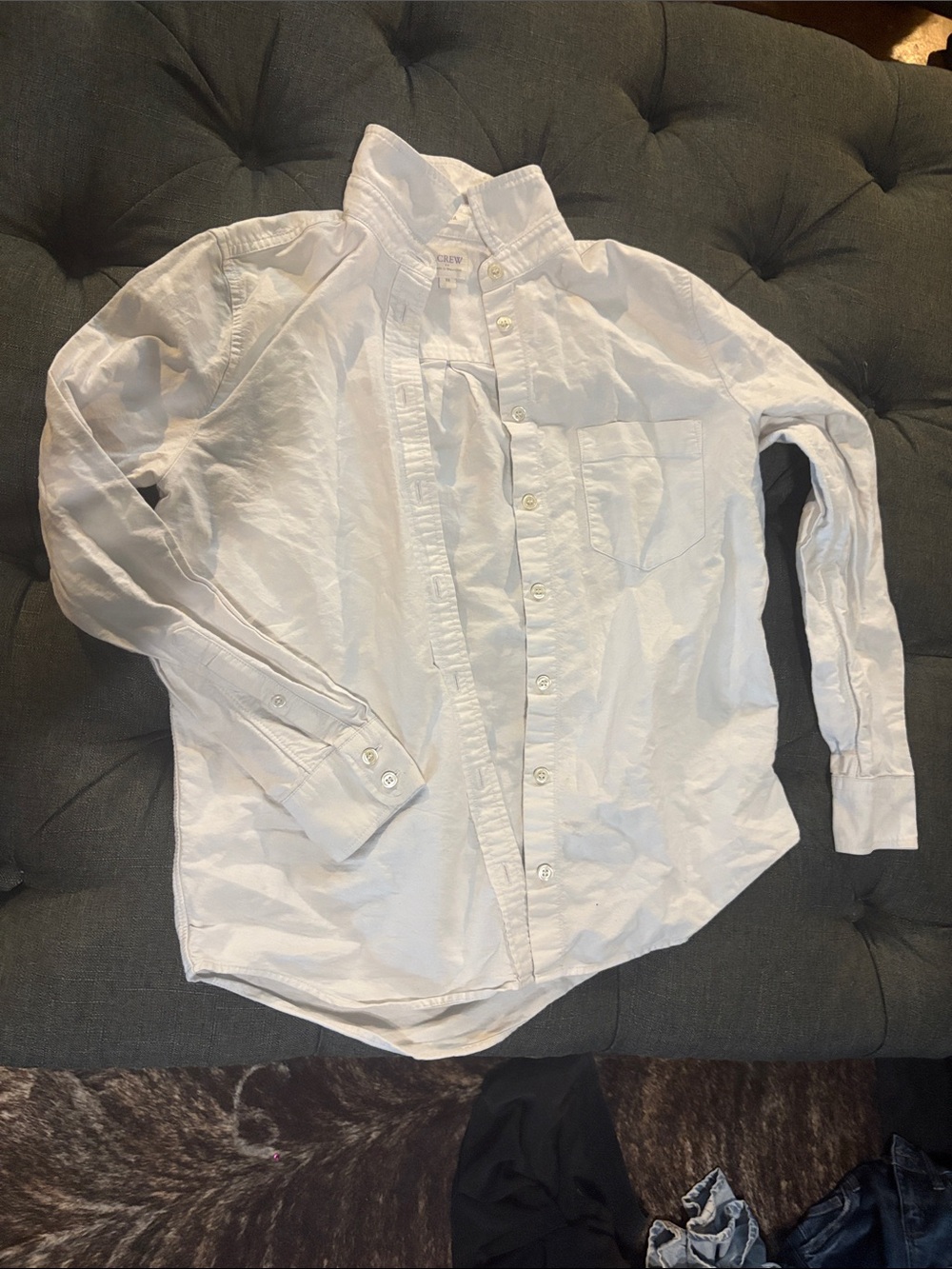 J. Crew White Button-Down Shirt with Chest Pocket